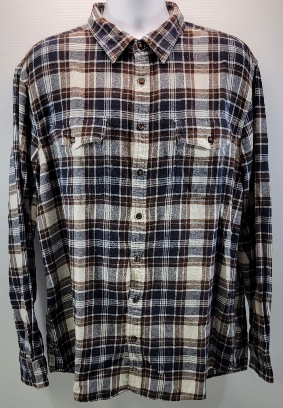 L9) Men Sonoma Plaid Button Down Cotton Shirt XL